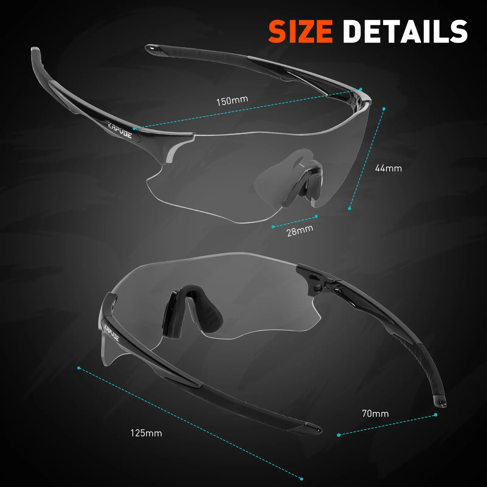 2023 Kapvoe Photochromic Glasses Running Sunglasses Sports for Men Blue Marathon Cycling Mountain Bicycle Goggles Eyewear Red