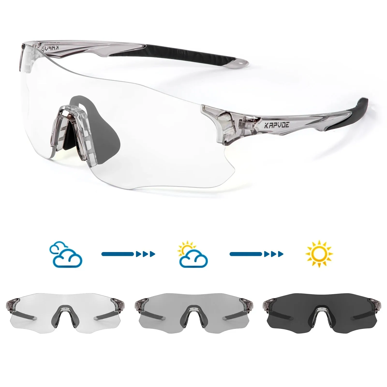 2023 Kapvoe Photochromic Glasses Running Sunglasses Sports for Men Blue Marathon Cycling Mountain Bicycle Goggles Eyewear Red