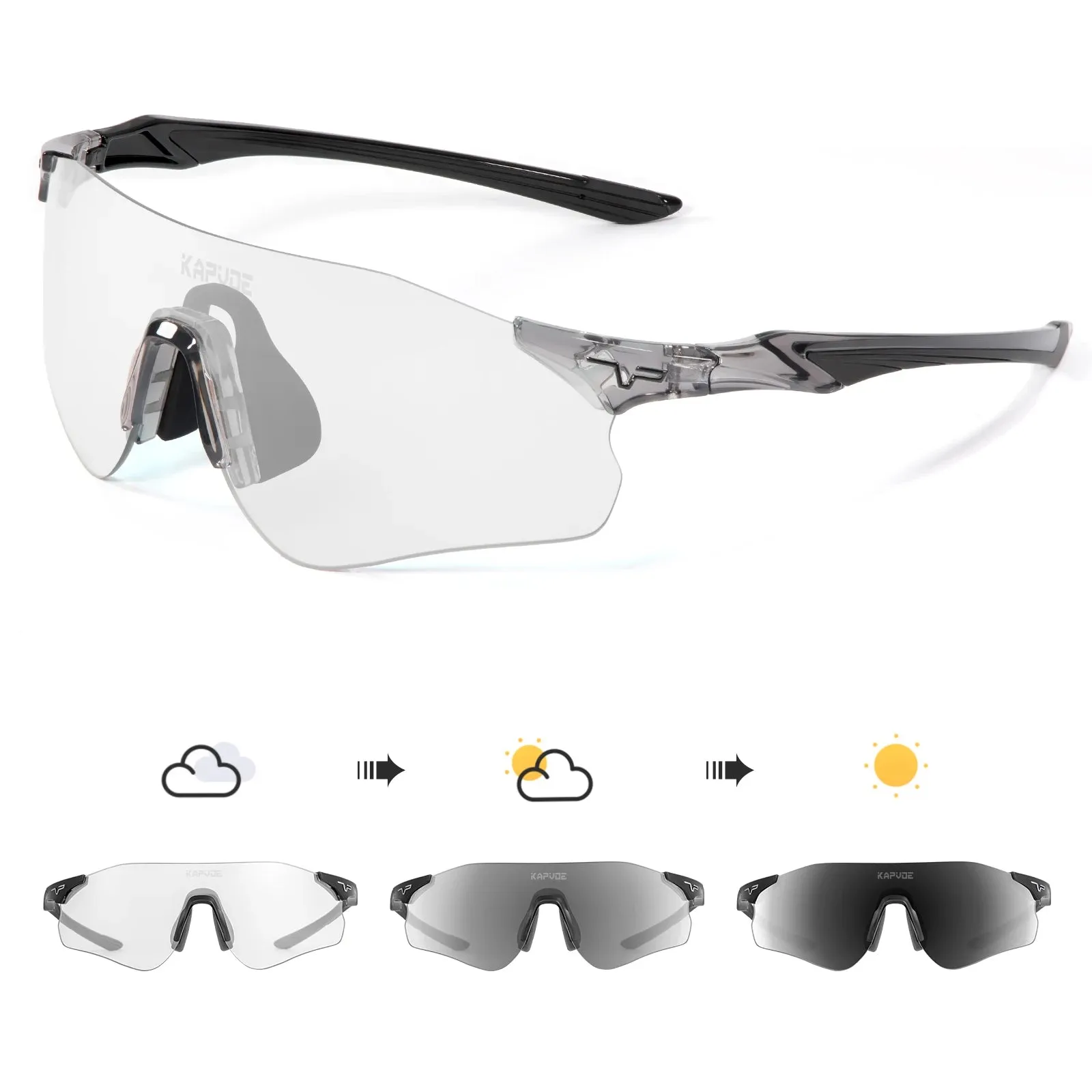 2023 Kapvoe Photochromic Glasses Running Sunglasses Sports for Men Blue Marathon Cycling Mountain Bicycle Goggles Eyewear Red
