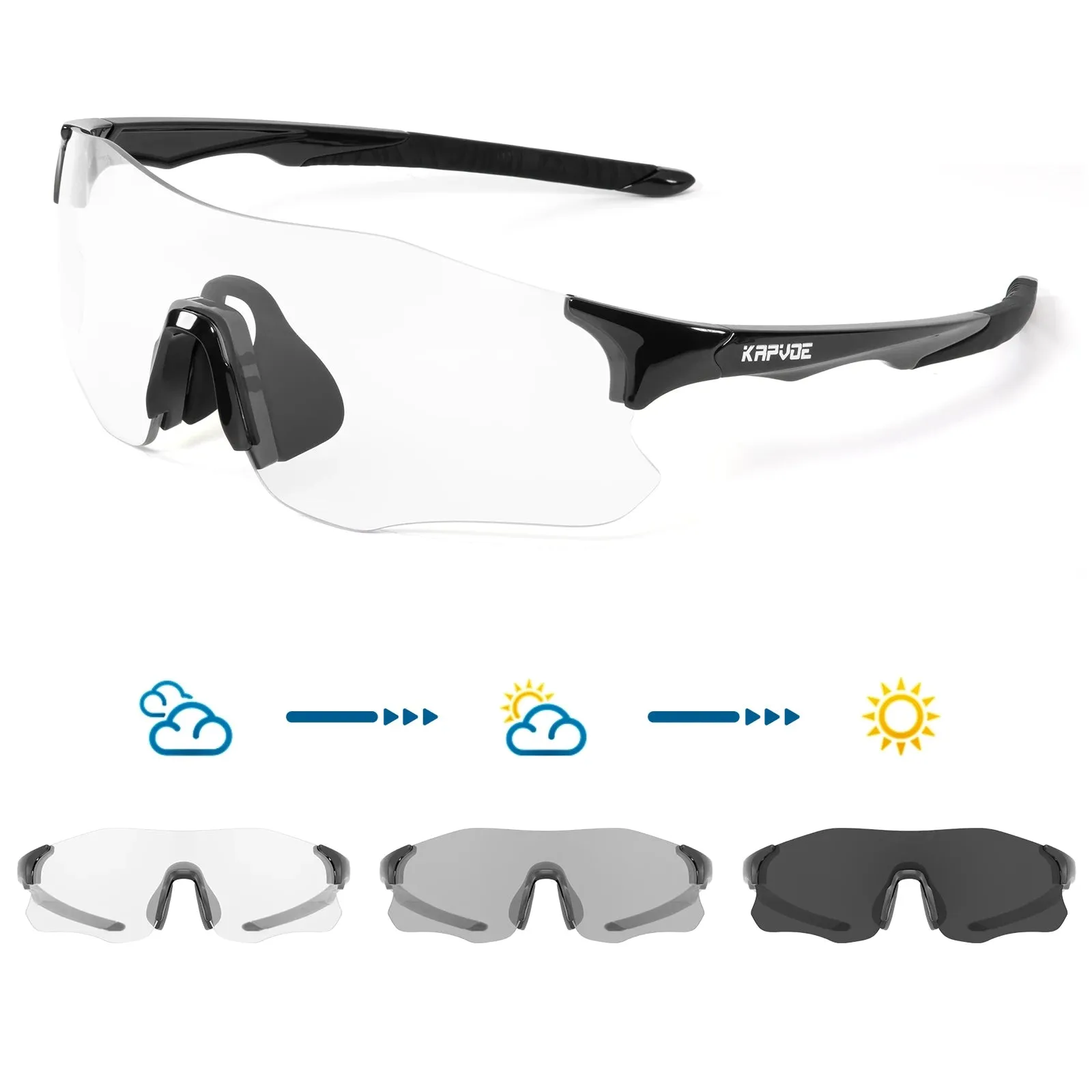 2023 Kapvoe Photochromic Glasses Running Sunglasses Sports for Men Blue Marathon Cycling Mountain Bicycle Goggles Eyewear Red