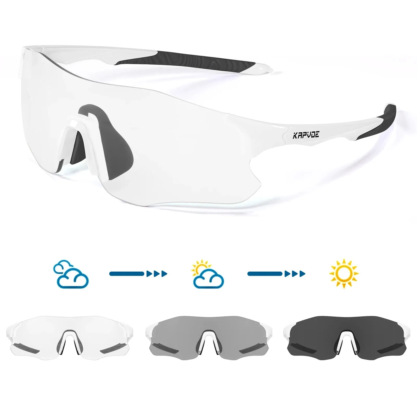2023 Kapvoe Photochromic Glasses Running Sunglasses Sports for Men Blue Marathon Cycling Mountain Bicycle Goggles Eyewear Red