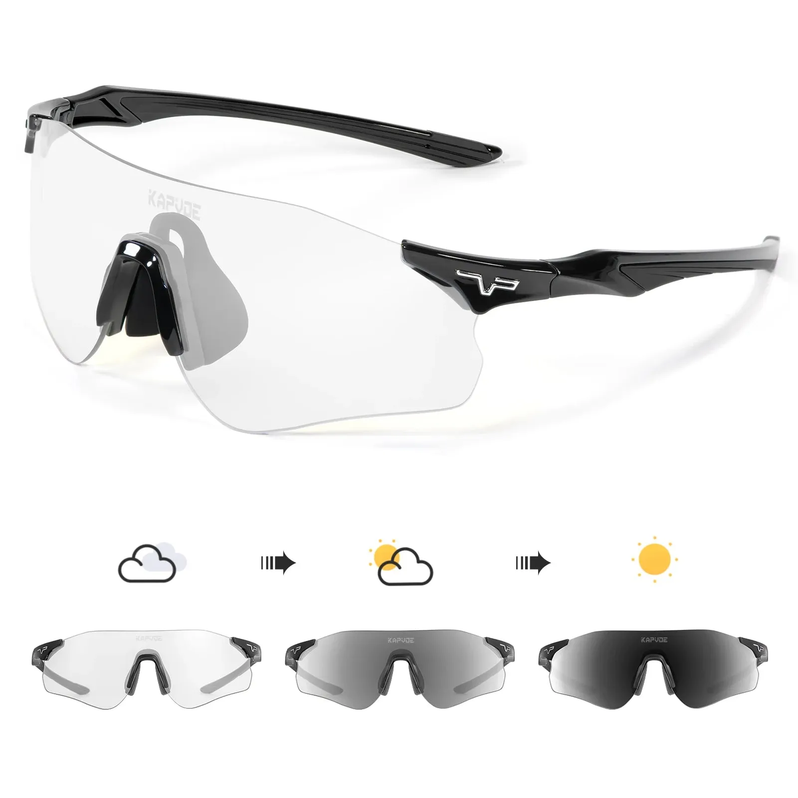 2023 Kapvoe Photochromic Glasses Running Sunglasses Sports for Men Blue Marathon Cycling Mountain Bicycle Goggles Eyewear Red