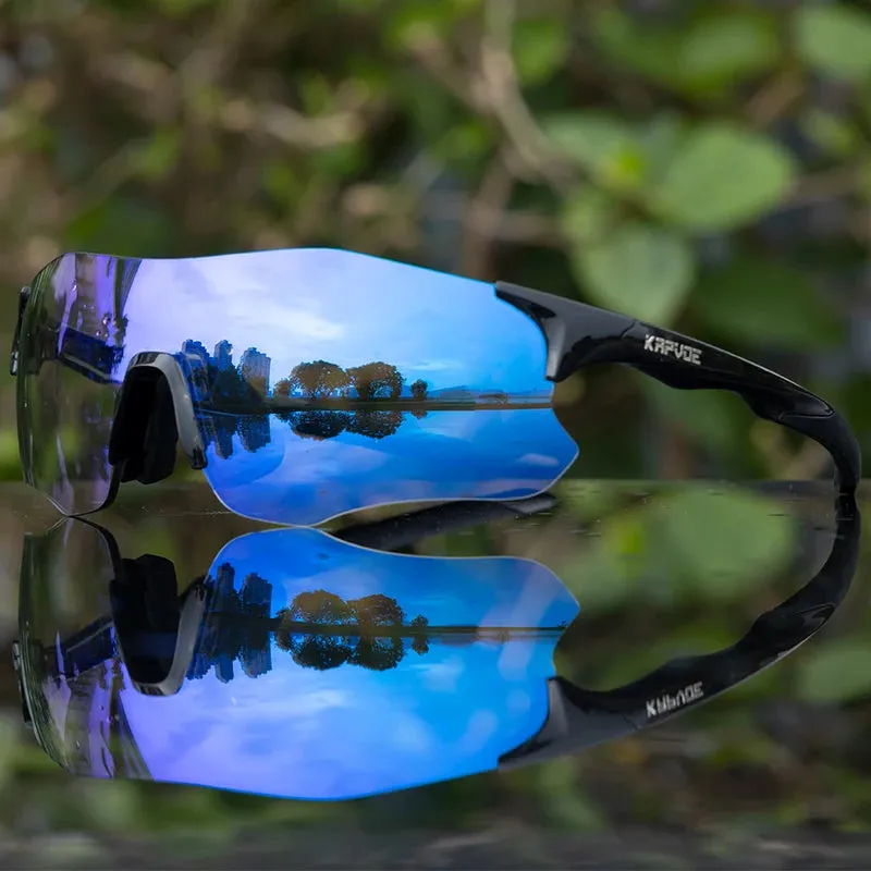 2023 Kapvoe Red Photochromic Running Sunglasses Sports for Men Blue Marathon Cycling Glasses Mountain Bicycle Goggles Eyewear