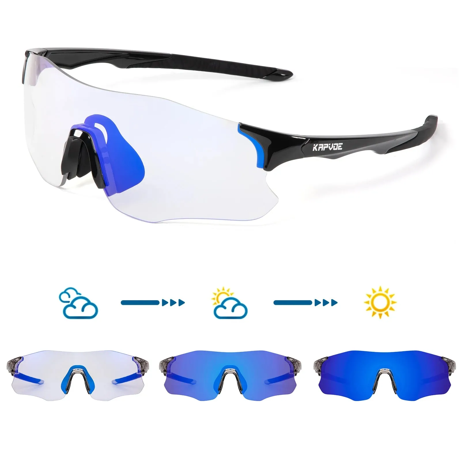2023 Kapvoe Red Photochromic Running Sunglasses Sports for Men Blue Marathon Cycling Glasses Mountain Bicycle Goggles Eyewear