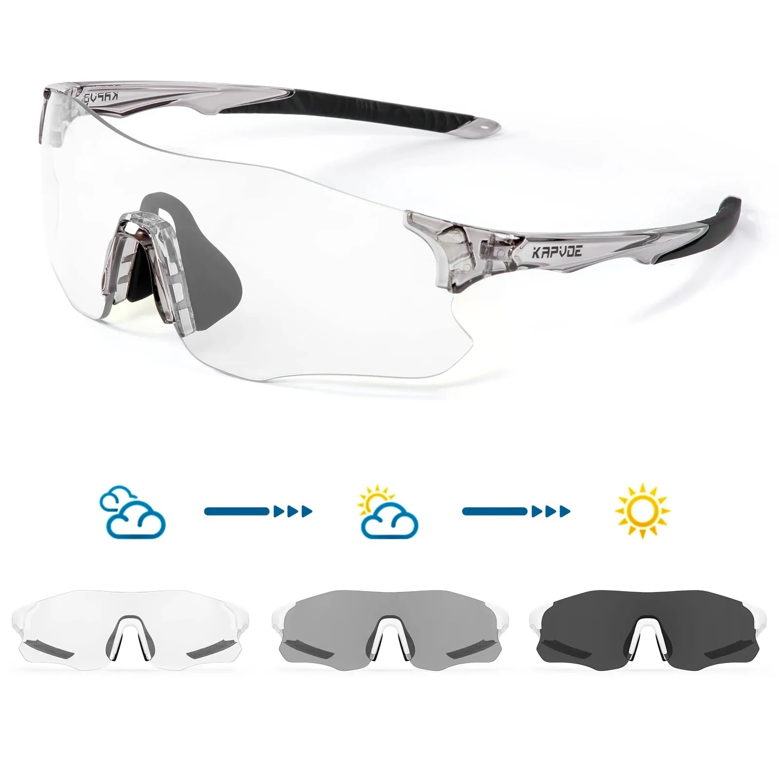 2023 Kapvoe Red Photochromic Running Sunglasses Sports for Men Blue Marathon Cycling Glasses Mountain Bicycle Goggles Eyewear