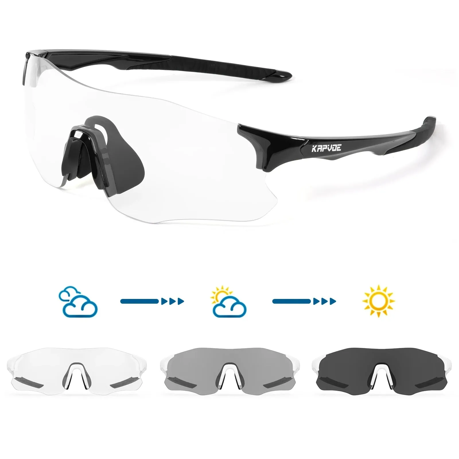2023 Kapvoe Red Photochromic Running Sunglasses Sports for Men Blue Marathon Cycling Glasses Mountain Bicycle Goggles Eyewear