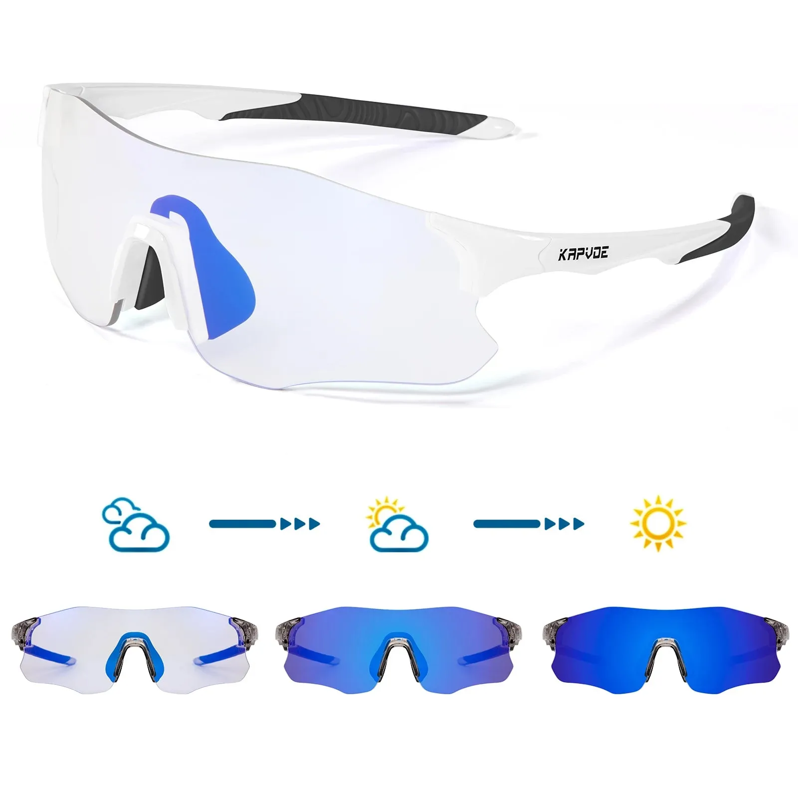 2023 Kapvoe Red Photochromic Running Sunglasses Sports for Men Blue Marathon Cycling Glasses Mountain Bicycle Goggles Eyewear