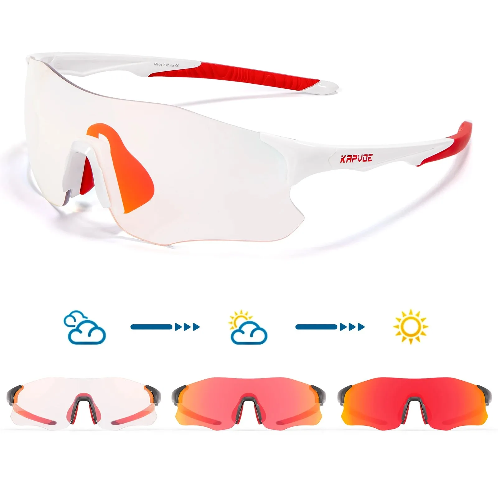 2023 Kapvoe Red Photochromic Running Sunglasses Sports for Men Blue Marathon Cycling Glasses Mountain Bicycle Goggles Eyewear