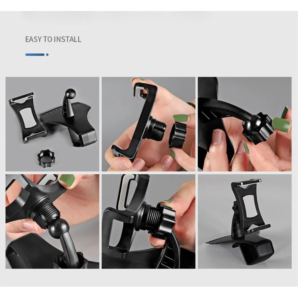 3 in 1 Car GPS Smartphone Holder: Dashboard / Visor Clamp   AC Grid Clip for Gionee M2, Marathon M2 - Black