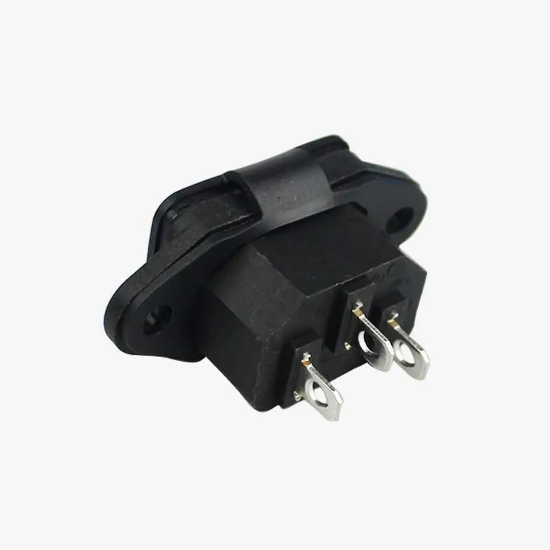 3 Pin Male Connector / IEC Screw Panel Mount Power Socket with Rubber Cover