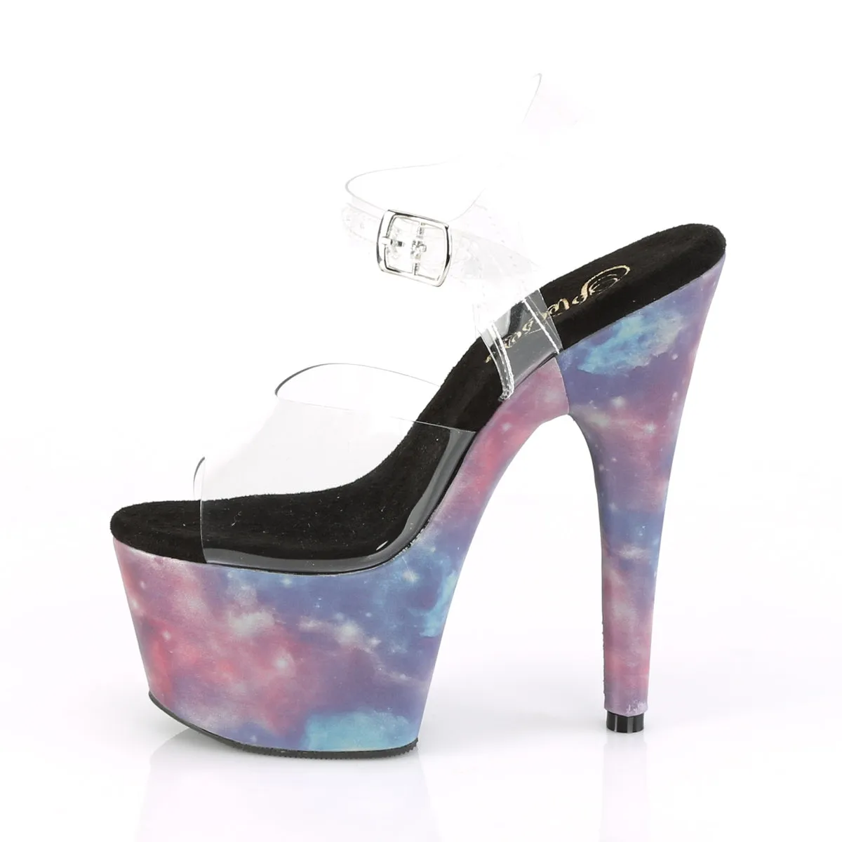 ADORE-708REFL Pleaser 7 Inch Purple-Blue Galaxy UV Pole Dancing Heels