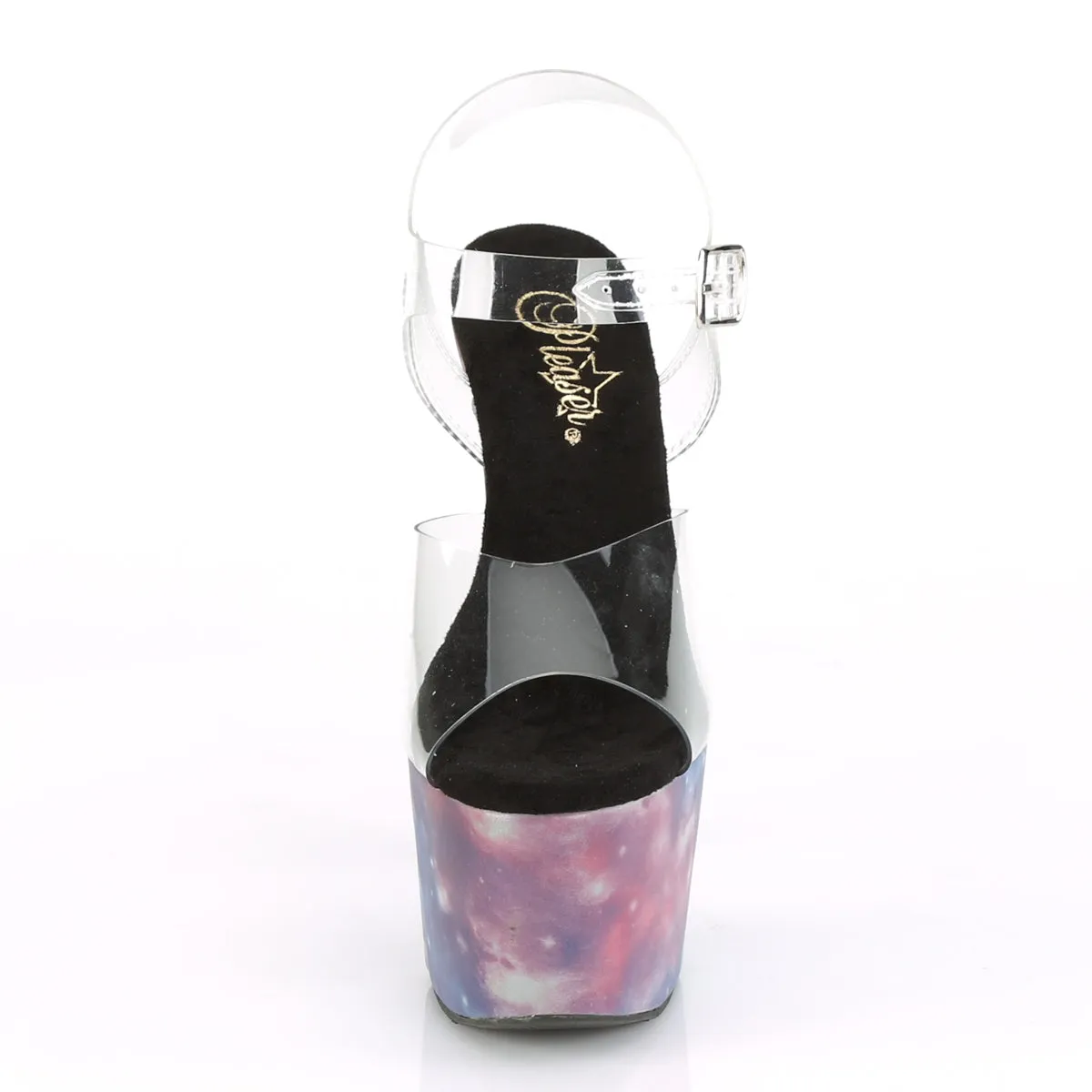 ADORE-708REFL Pleaser 7 Inch Purple-Blue Galaxy UV Pole Dancing Heels