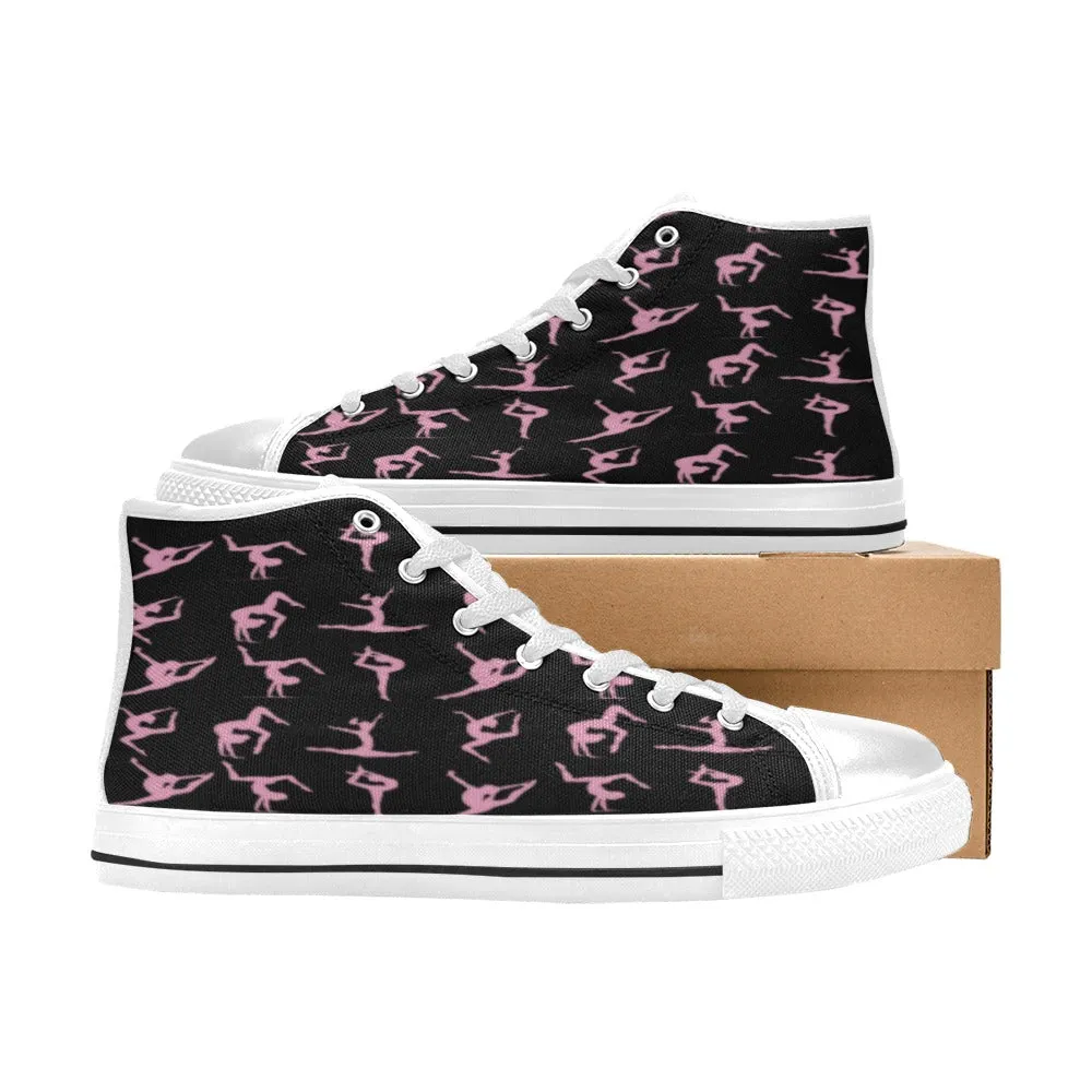 Black and Pink Gymnast High Top Canvas Shoes