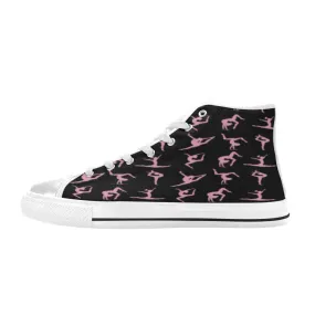 Black and Pink Gymnast High Top Canvas Shoes