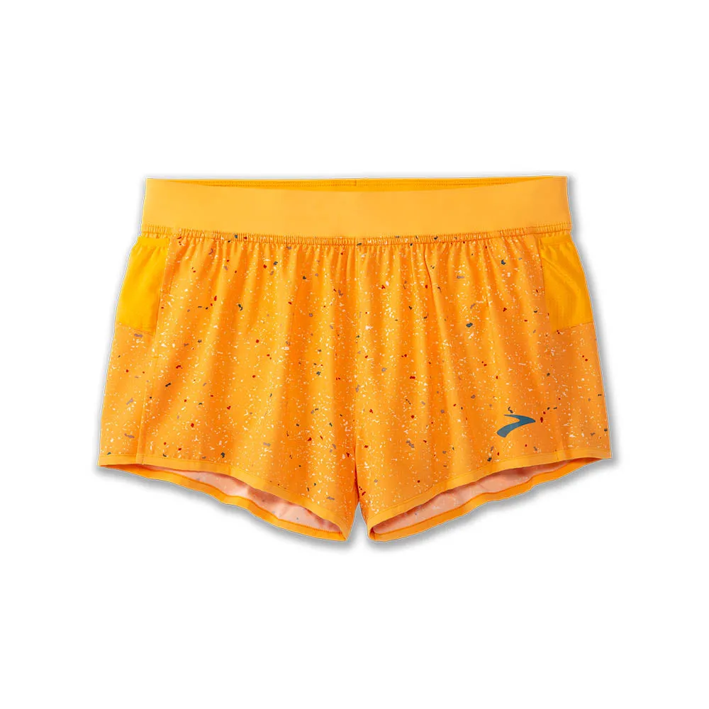 Brooks | Sherpa 3" Split Short | Men's | Sun Glow/Speckle Print