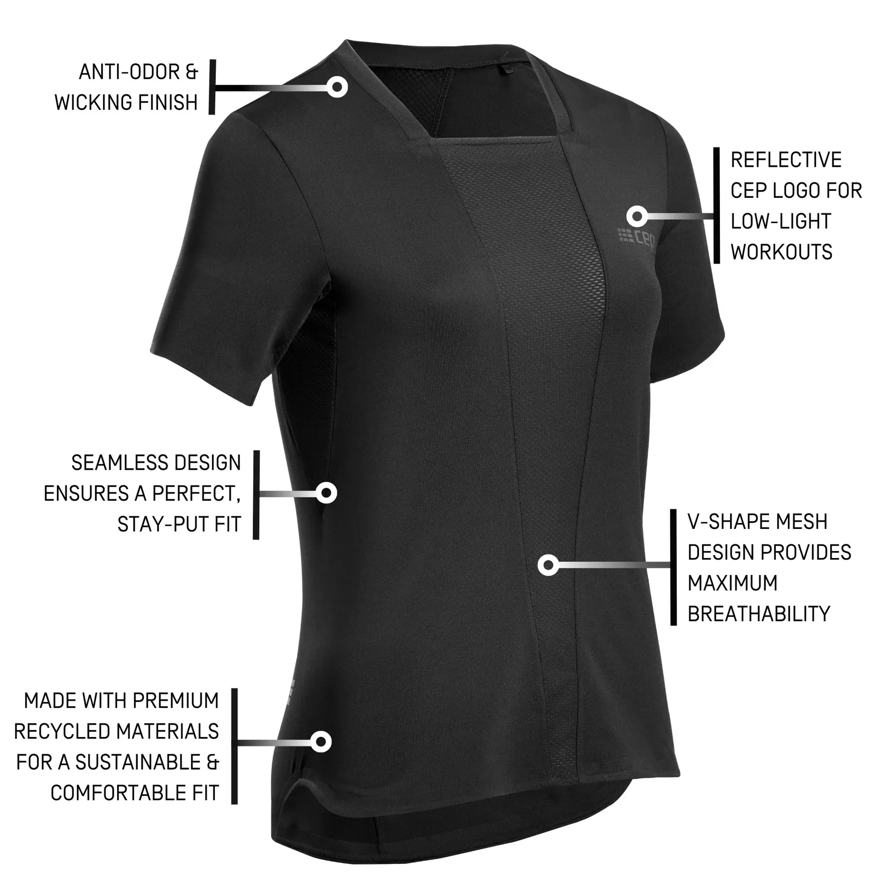 CEP | Run Shirt 4.0 Short Sleeve | Women's | Black