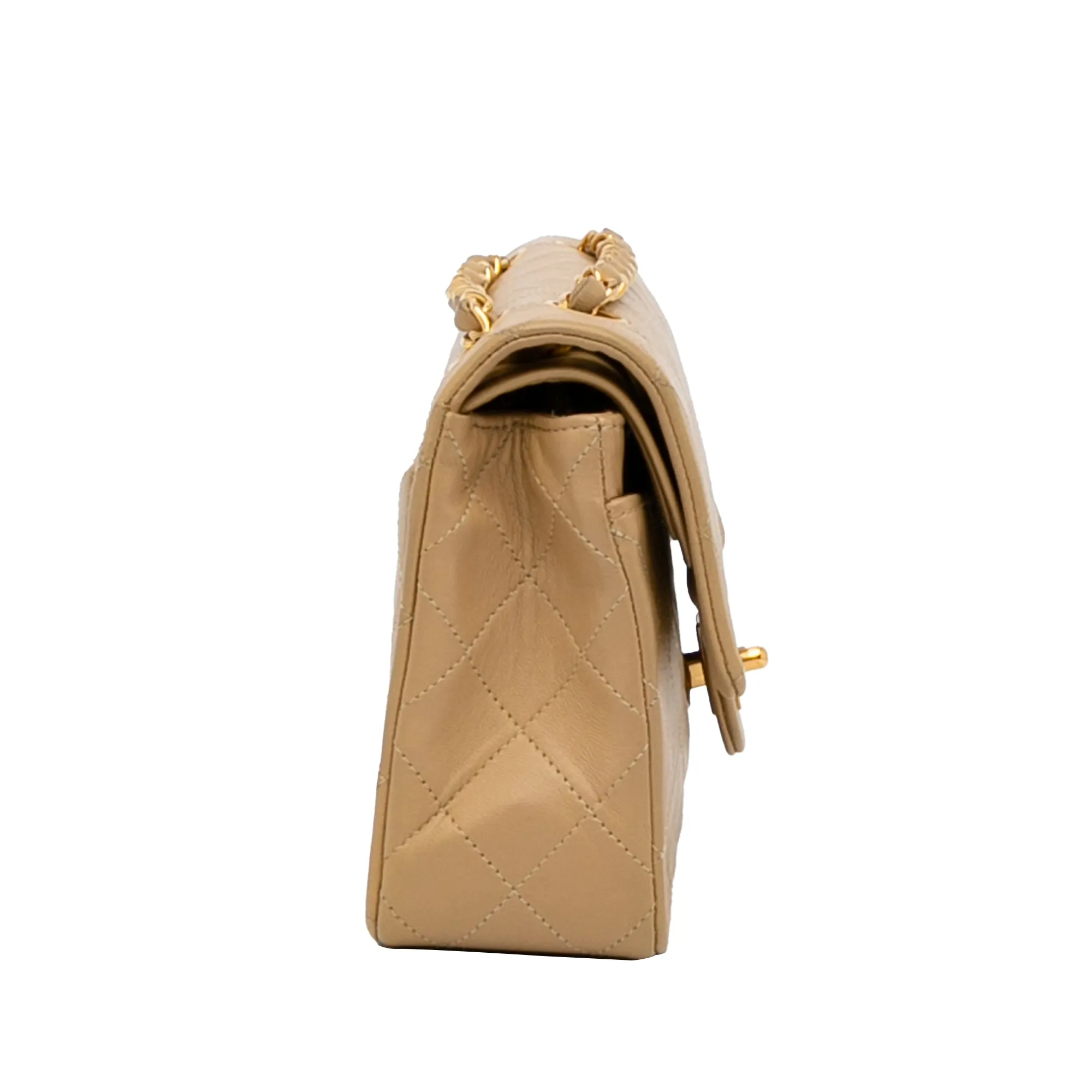 Chanel Classic Double Flap Small Beige Lambskin Gold