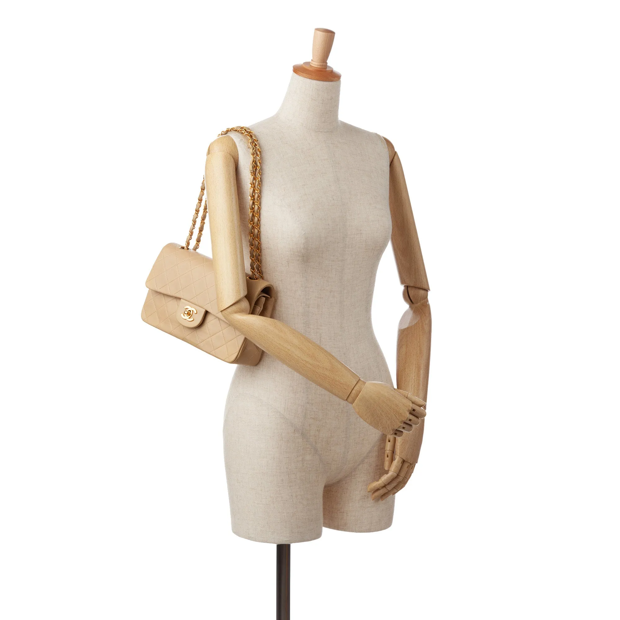 Chanel Classic Double Flap Small Beige Lambskin Gold