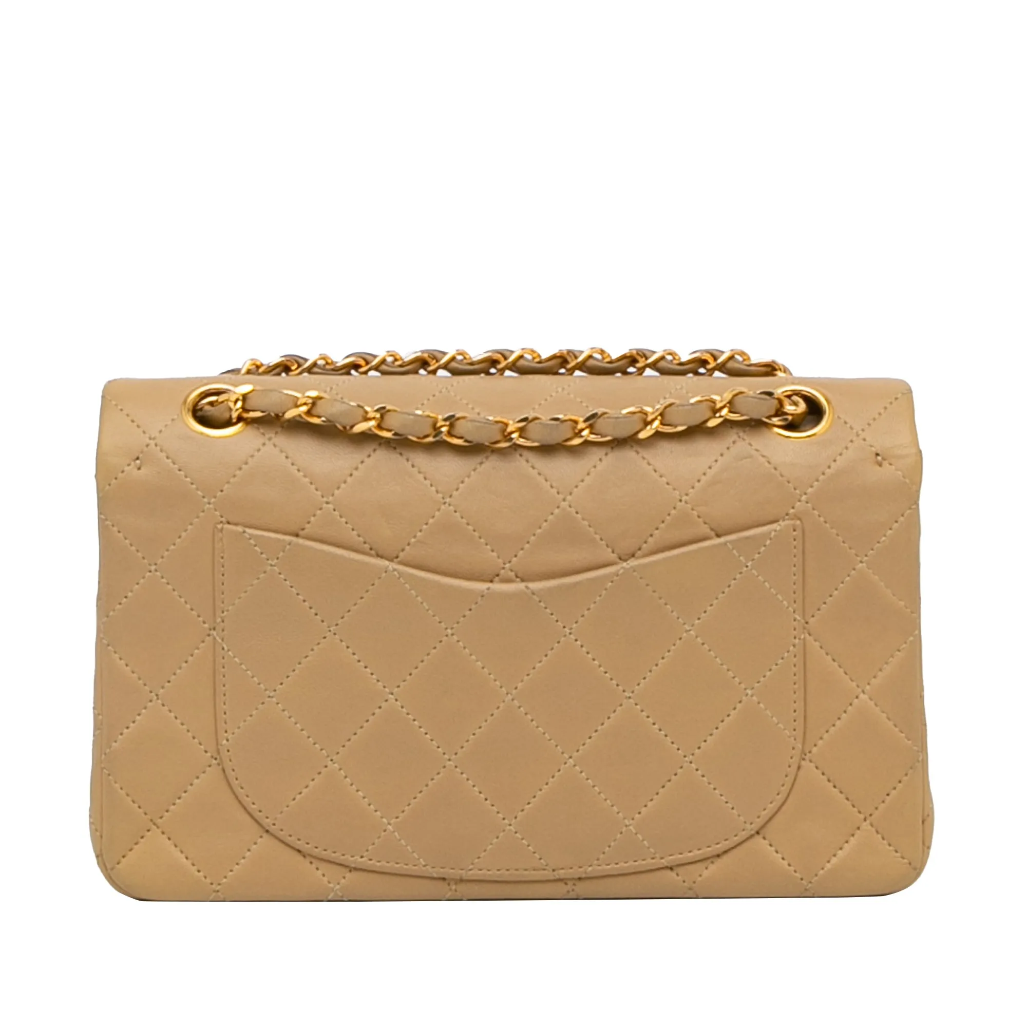 Chanel Classic Double Flap Small Beige Lambskin Gold