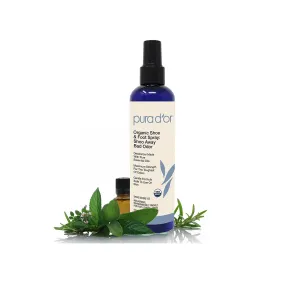 PURA D'OR Organic Shoe & Foot Odor Eliminator Spray (8oz) Deodorizes & Removes