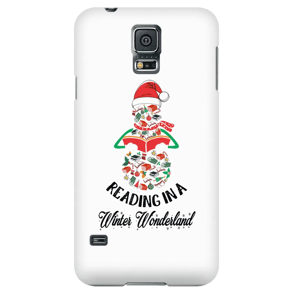 "Reading in a winter wonderland" Phone case