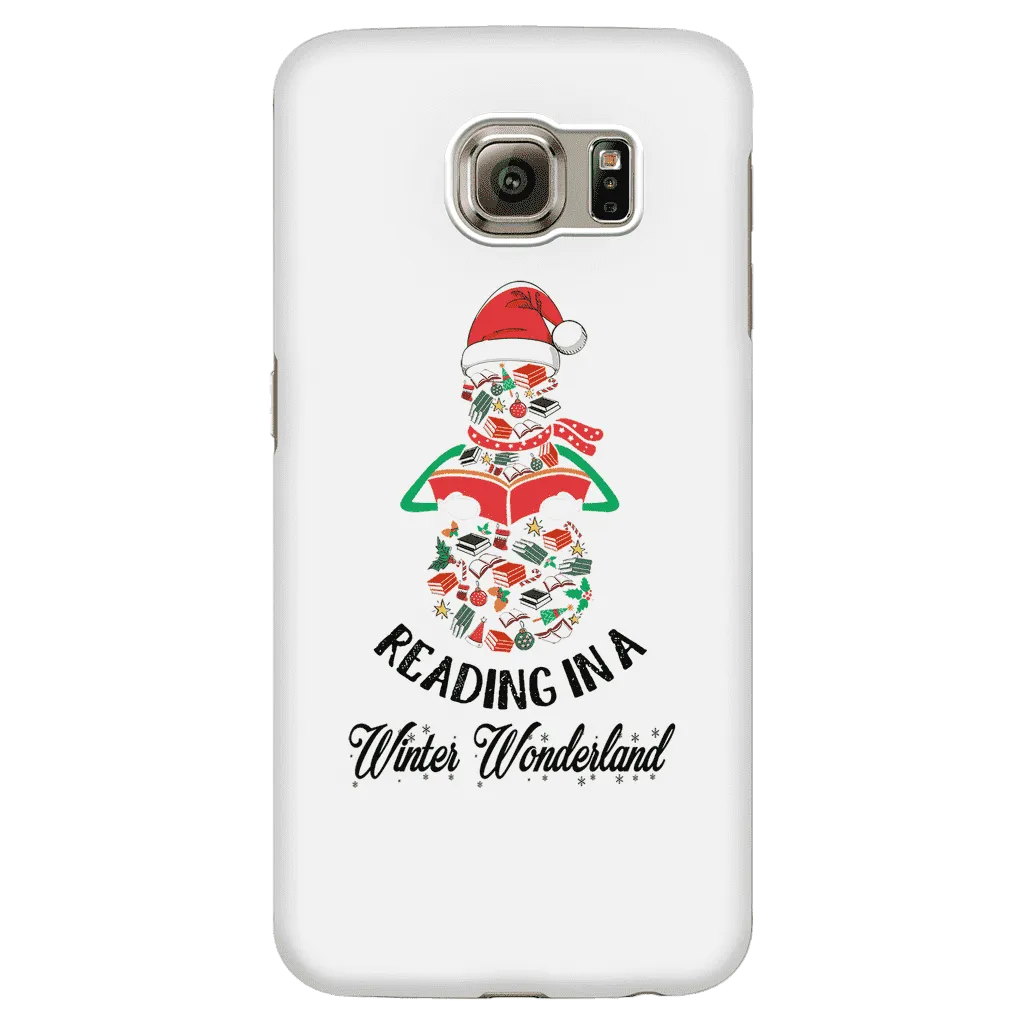 "Reading in a winter wonderland" Phone case