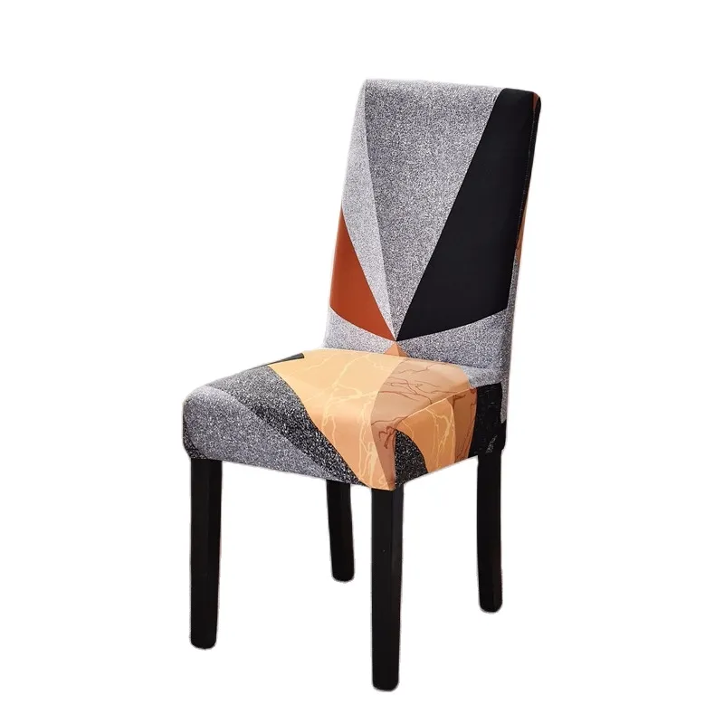 Slipcover Geometric Spandex Chair Covers Printed Elastic Seat Cover Slipcovers For Dining Room Wedding Banquet Hotel Kitchen Office Plain