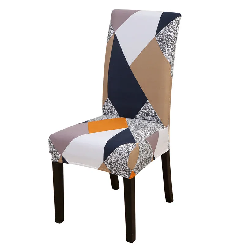 Slipcover Geometric Spandex Chair Covers Printed Elastic Seat Cover Slipcovers For Dining Room Wedding Banquet Hotel Kitchen Office Plain