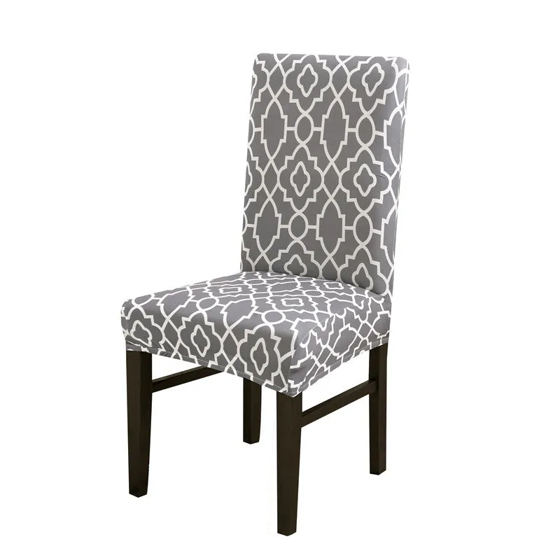 Slipcover Geometric Spandex Chair Covers Printed Elastic Seat Cover Slipcovers For Dining Room Wedding Banquet Hotel Kitchen Office Plain