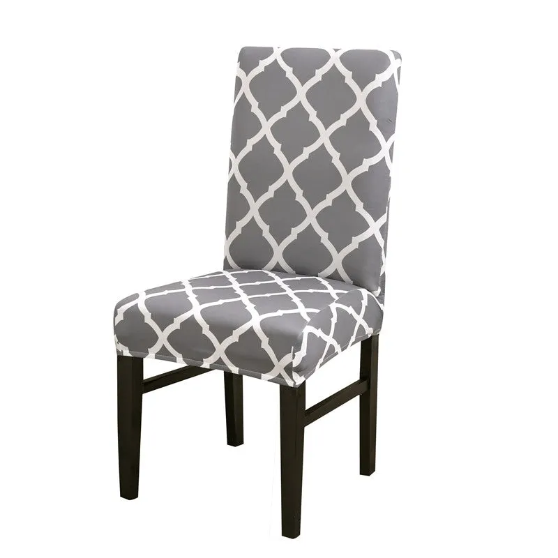 Slipcover Geometric Spandex Chair Covers Printed Elastic Seat Cover Slipcovers For Dining Room Wedding Banquet Hotel Kitchen Office Plain