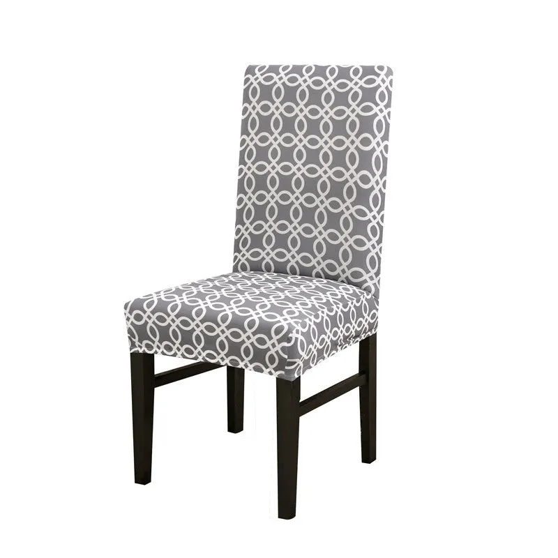 Slipcover Geometric Spandex Chair Covers Printed Elastic Seat Cover Slipcovers For Dining Room Wedding Banquet Hotel Kitchen Office Plain