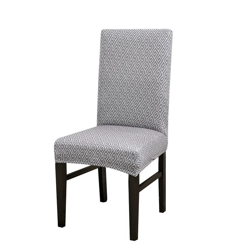 Slipcover Geometric Spandex Chair Covers Printed Elastic Seat Cover Slipcovers For Dining Room Wedding Banquet Hotel Kitchen Office Plain