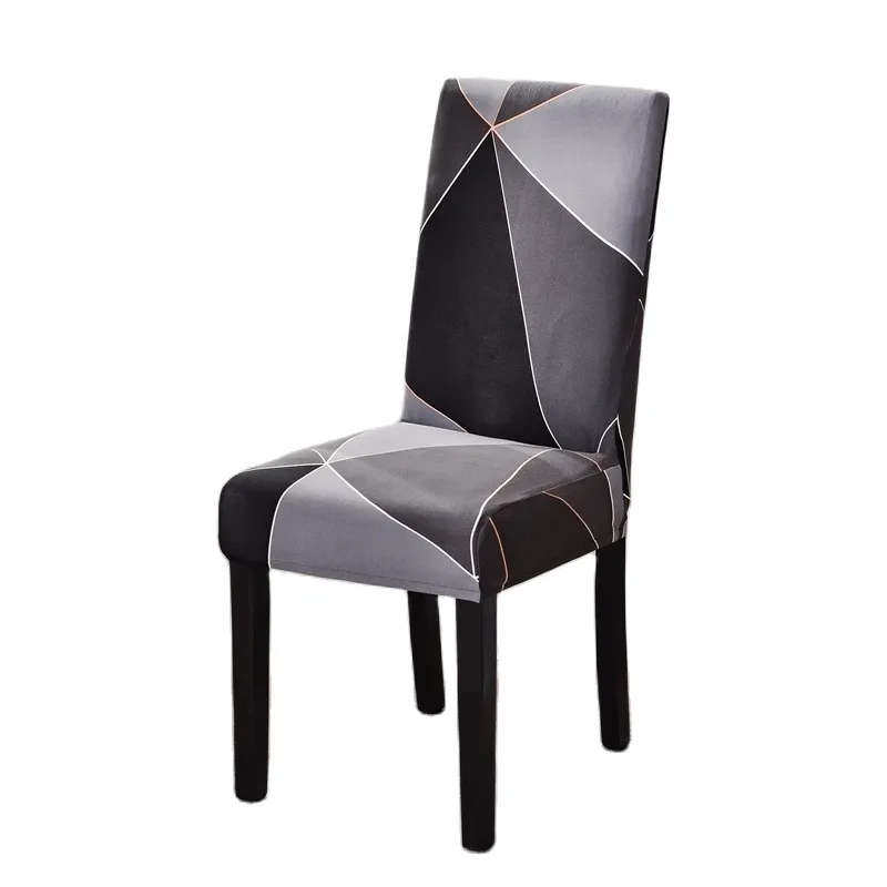 Slipcover Geometric Spandex Chair Covers Printed Elastic Seat Cover Slipcovers For Dining Room Wedding Banquet Hotel Kitchen Office Plain