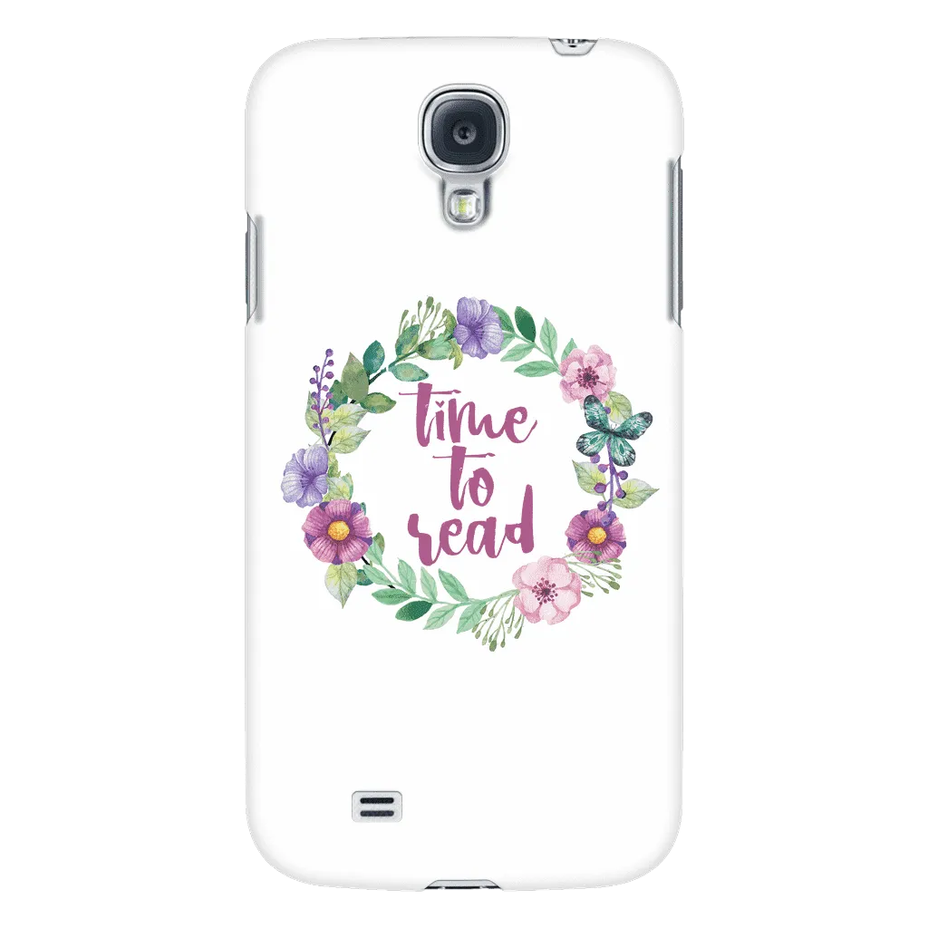 time to read floral phone case white