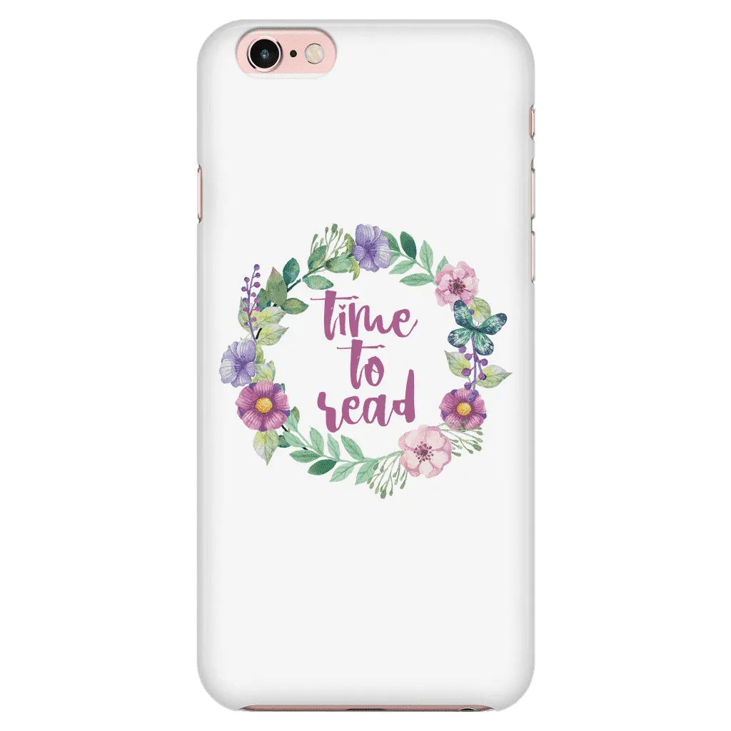 time to read floral phone case white