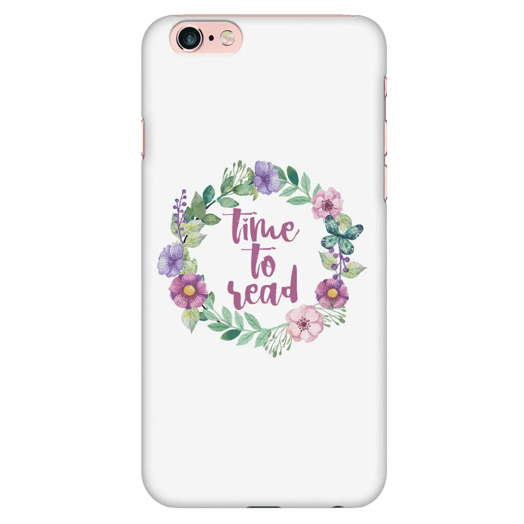 time to read floral phone case white