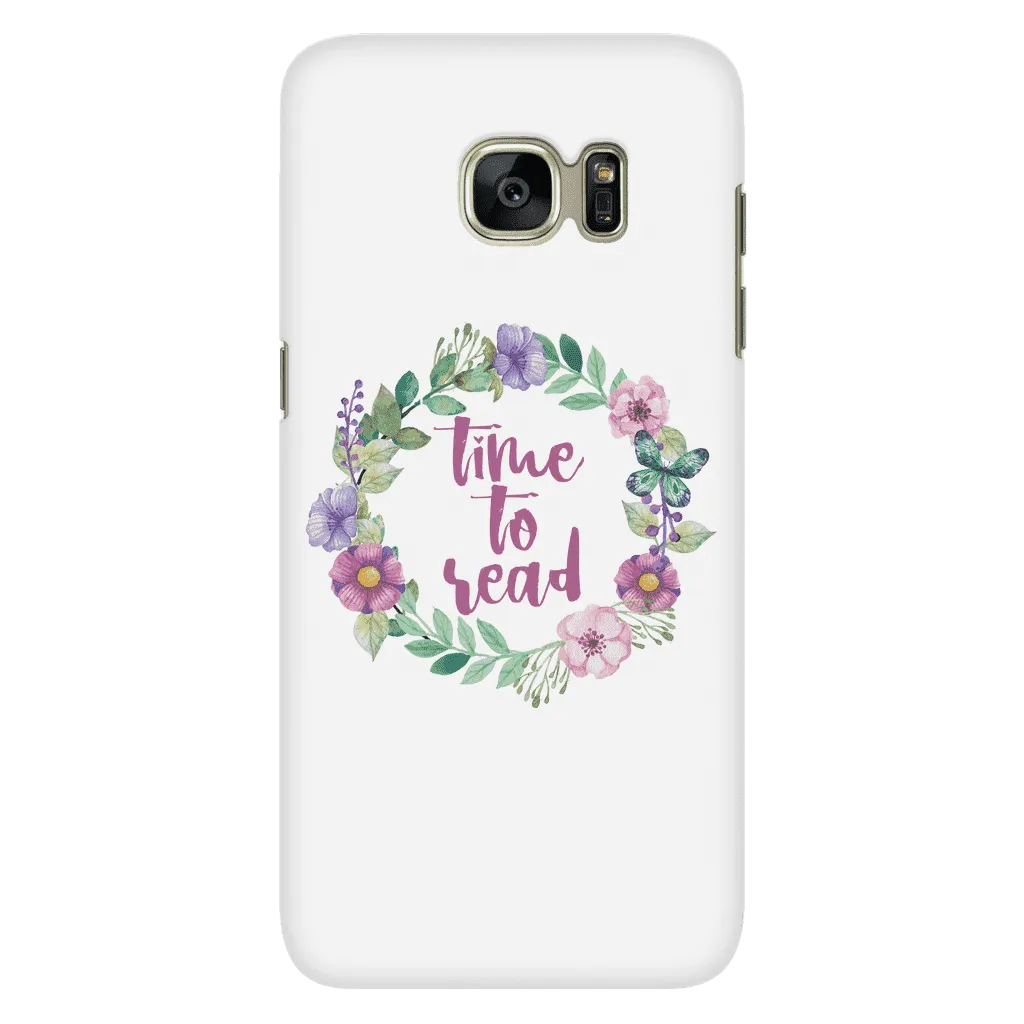 time to read floral phone case white