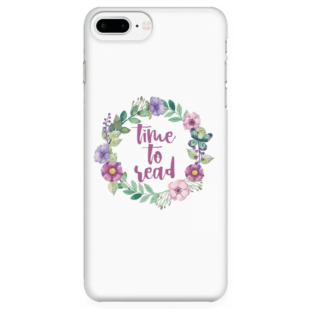 time to read floral phone case white