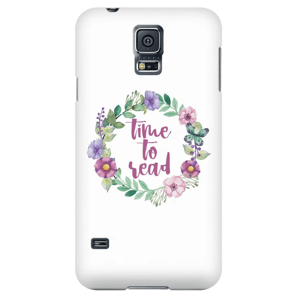 time to read floral phone case white