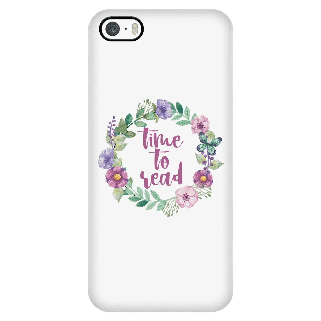 time to read floral phone case white
