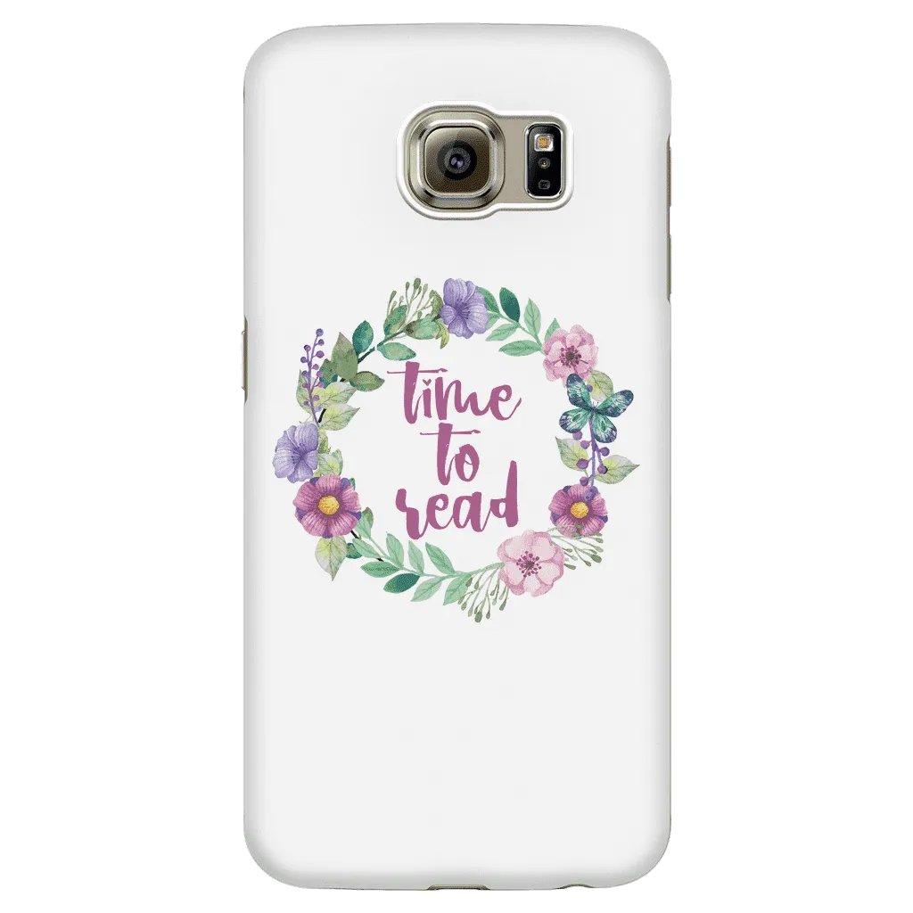 time to read floral phone case white