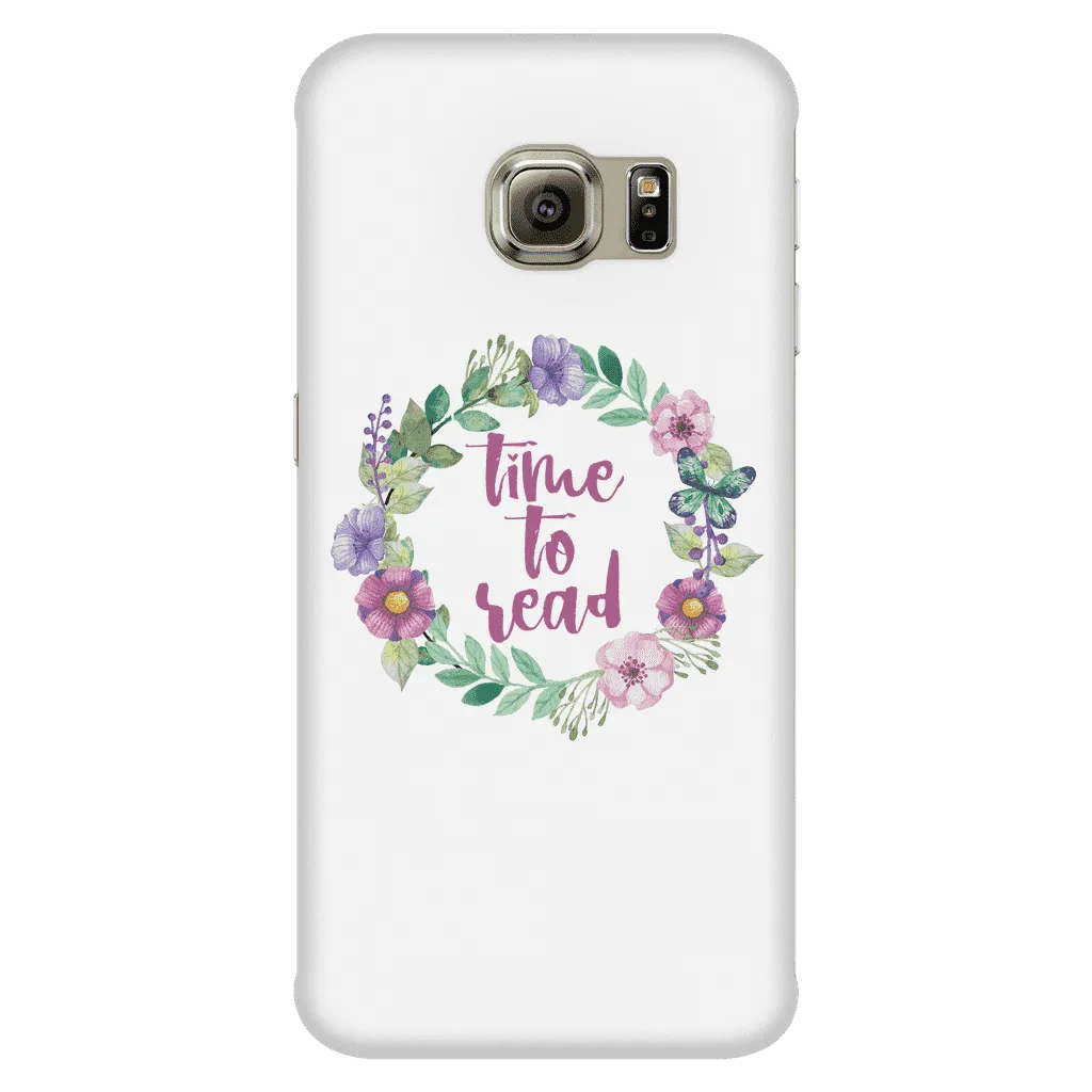 time to read floral phone case white